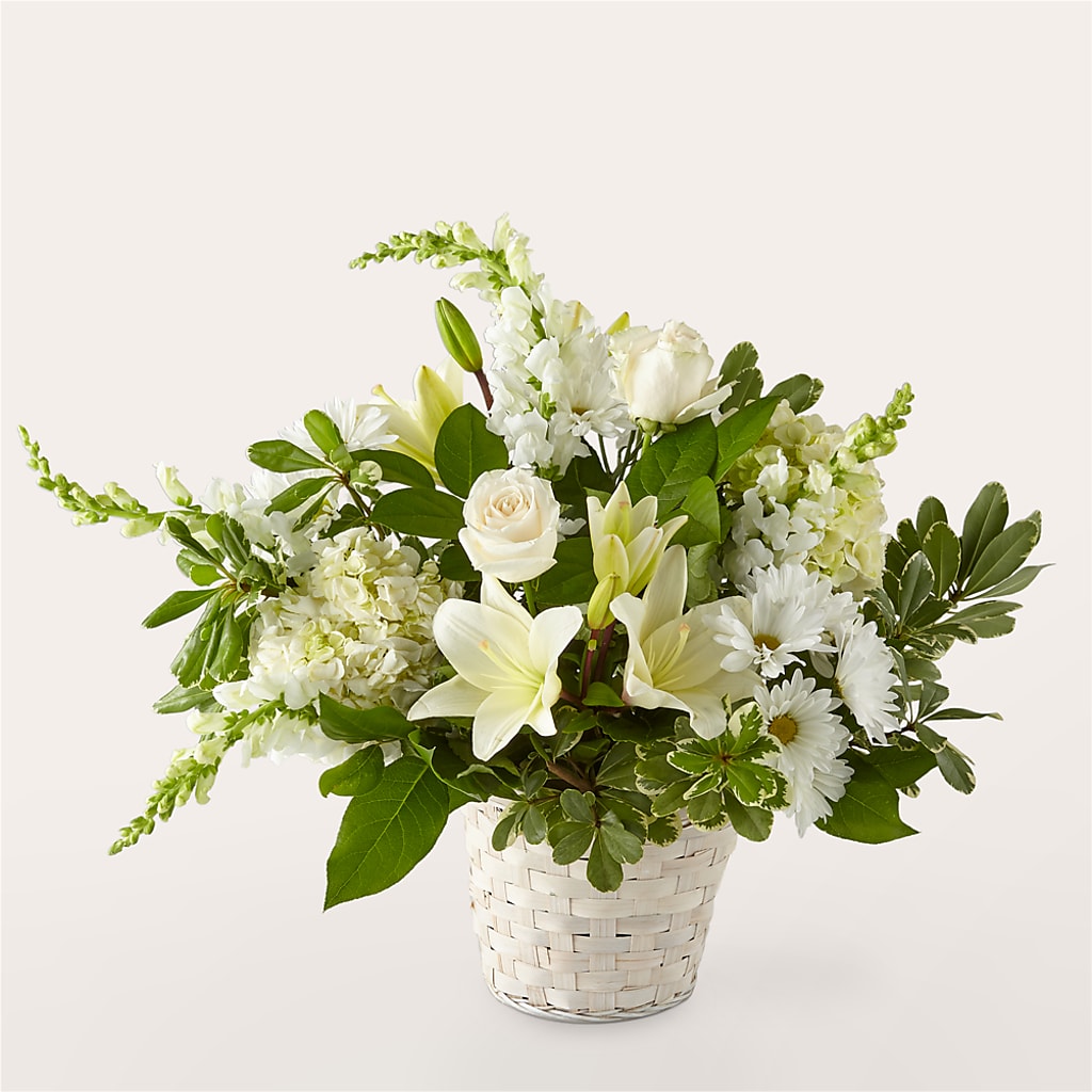 Ivory Elegance Floral Basket – Flowers The Bouquet Of Roses, Tampa FL