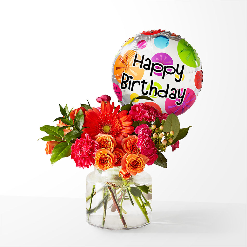 Fiesta Bouquet with Birthday Balloon –  Flowers The Bouquet Of Roses, Tampa FL