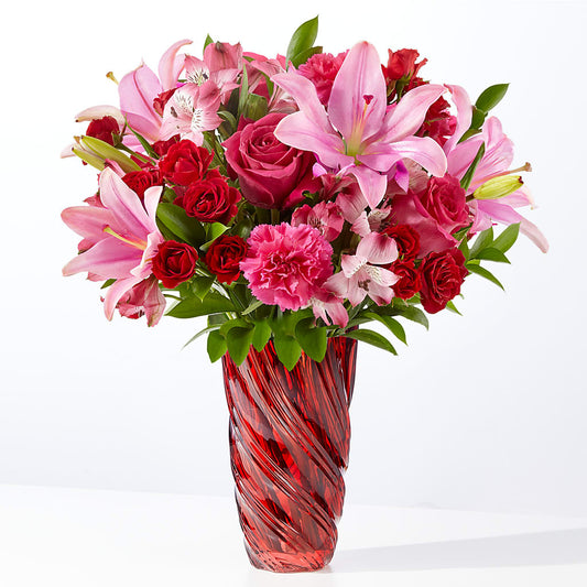 In Love Bouquet with Luxe Swirl Vase –  Flowers The Bouquet Of Roses, Tampa FL