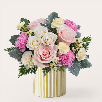 Blissful Moments Bouquet with Ivory Vase –  Flowers The Bouquet Of Roses, Tampa FL