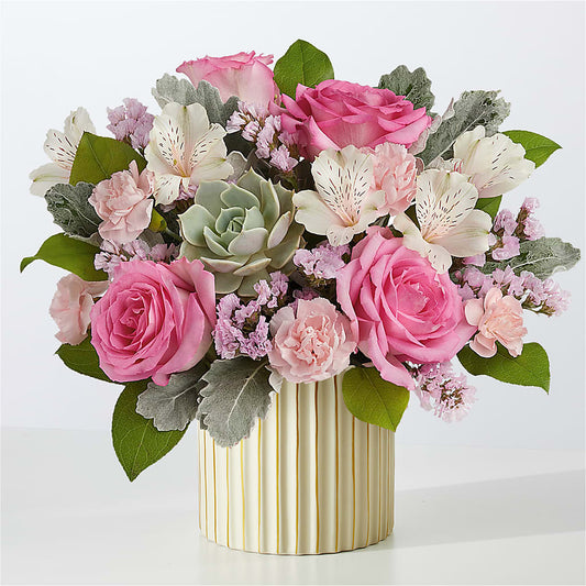 Dusty Rose Bouquet with Ivory Vase –  Flowers The Bouquet Of Roses, Tampa FL