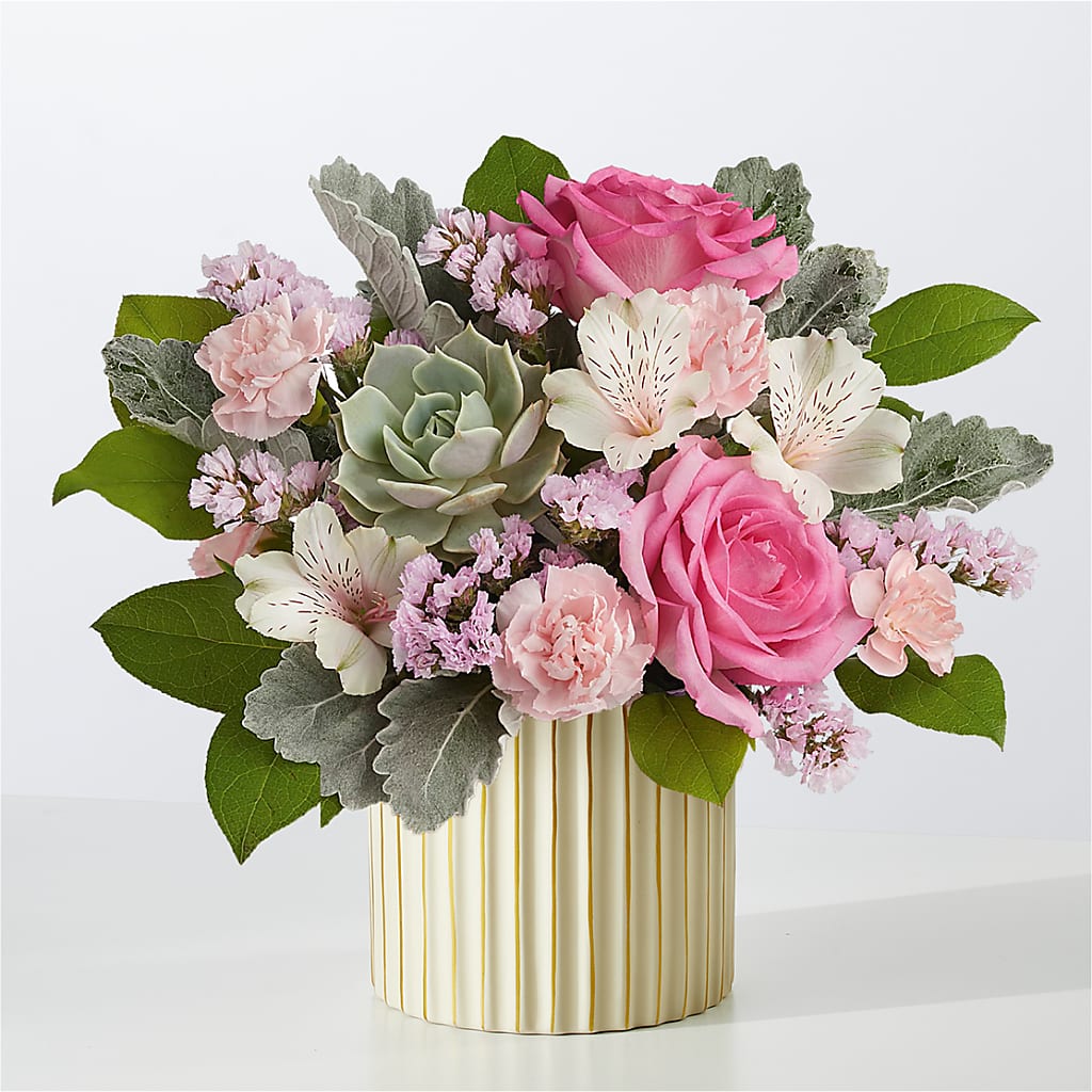 Dusty Rose Bouquet with Ivory Vase –  Flowers The Bouquet Of Roses, Tampa FL