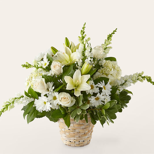 Ivory Elegance Floral Basket –  Flowers The Bouquet Of Roses, Tampa FL