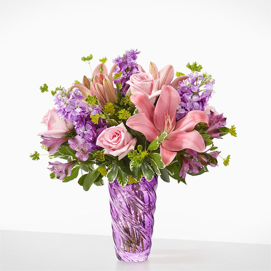 Precious Petals Bouquet with Luxe Swirl Vase –  Flowers The Bouquet Of Roses, Tampa FL