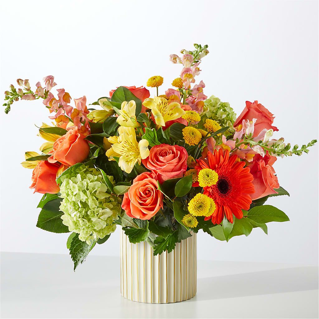 Autumn Sunshine Bouquet with Ivory Vase –  Flowers The Bouquet Of Roses, Tampa FL