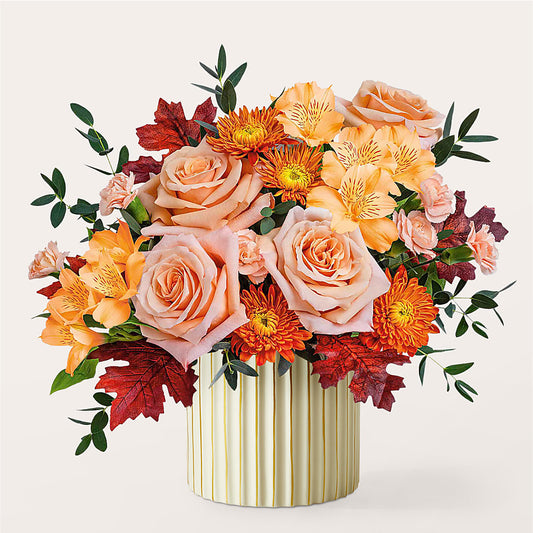 Spiced Latte Bouquet with Ivory Vase –  Flowers The Bouquet Of Roses, Tampa FL