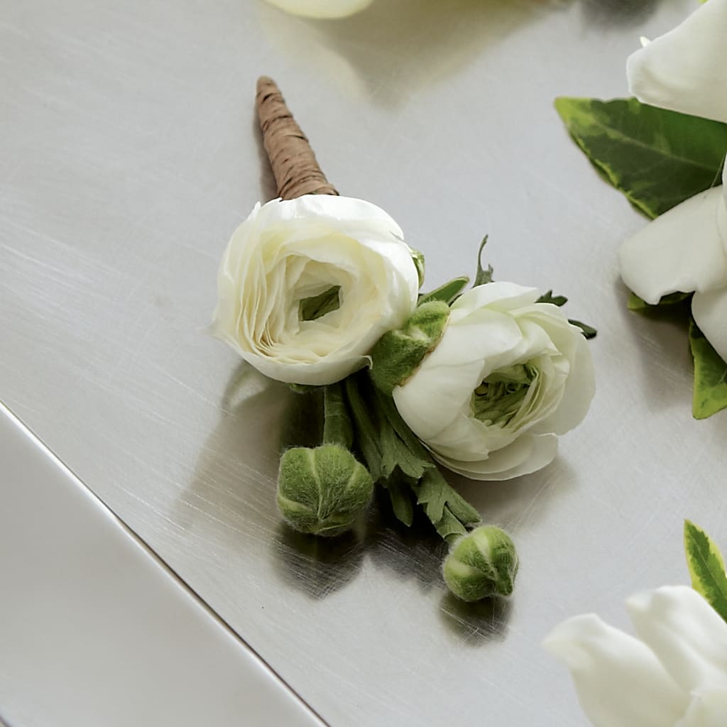 White Ranunculus Boutonniere –  Flowers The Bouquet Of Roses, Tampa FL