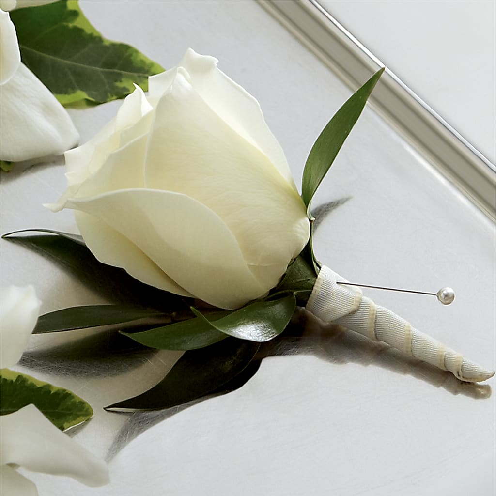 White Rose Boutonniere –  Flowers The Bouquet Of Roses, Tampa FL