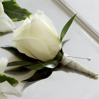White Rose Boutonniere –  Flowers The Bouquet Of Roses, Tampa FL