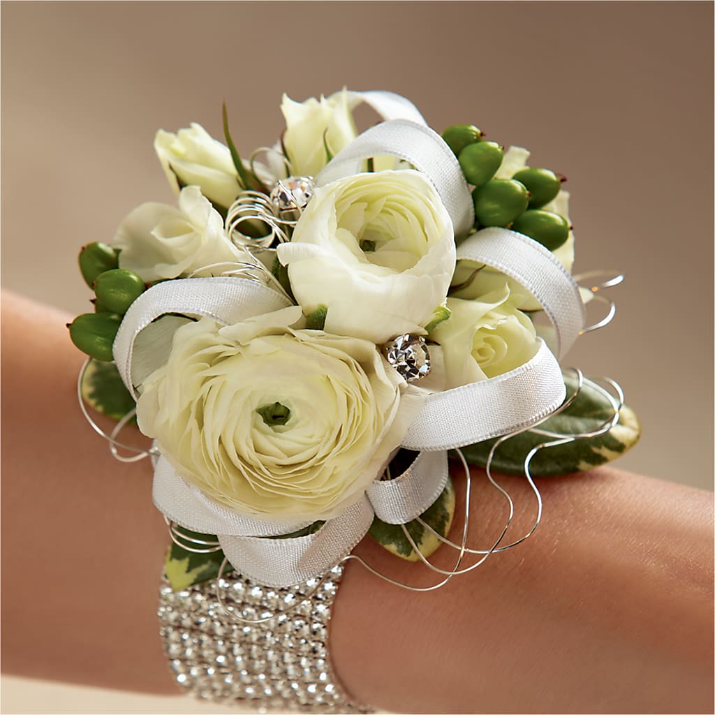 White Wedding Corsage –  Flowers The Bouquet Of Roses, Tampa FL